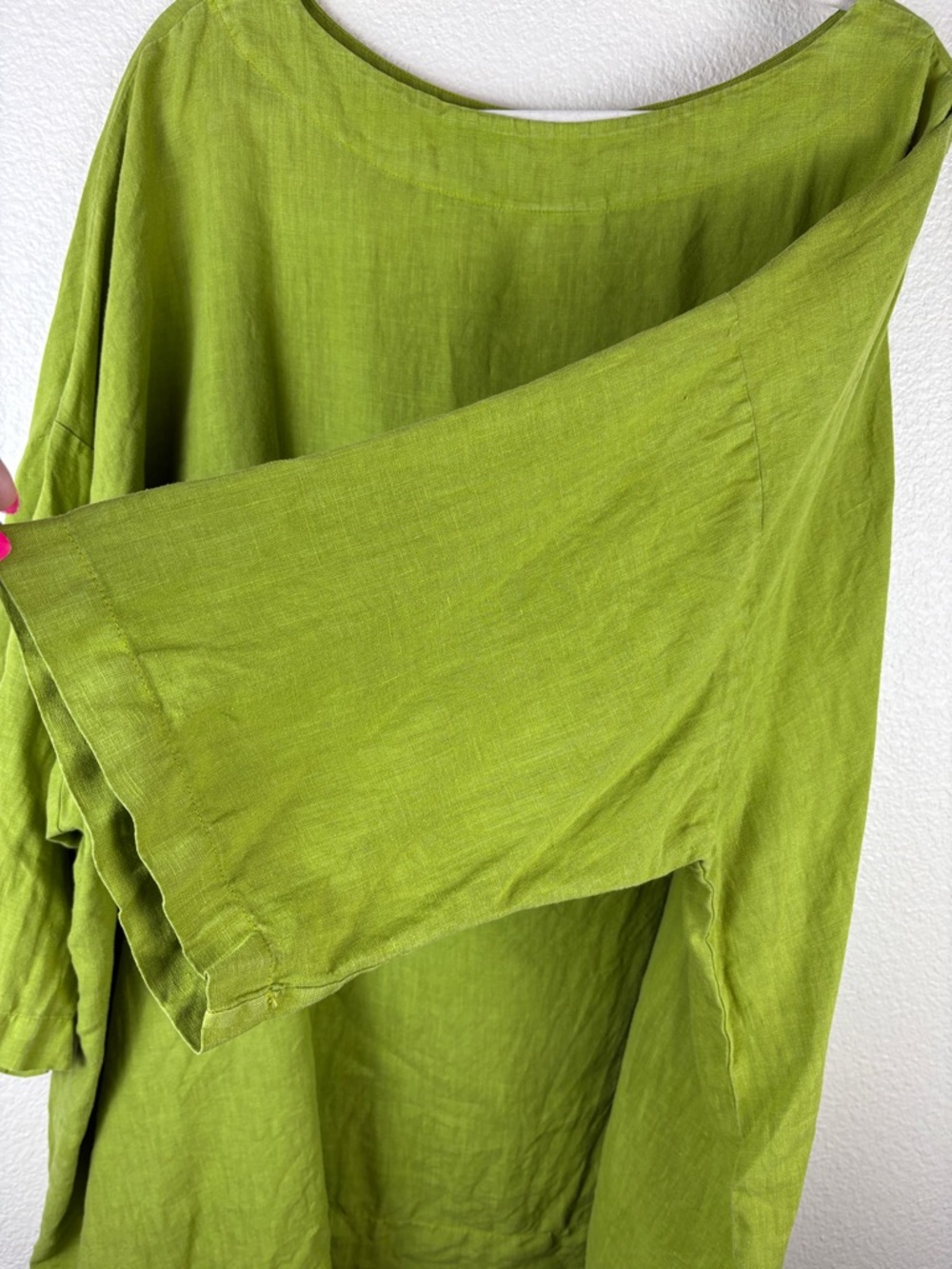 Bryn Walker Oversized 100% Linen Lime Green Tunic Top Lagenlook Size 3X - Picture 3 of 14